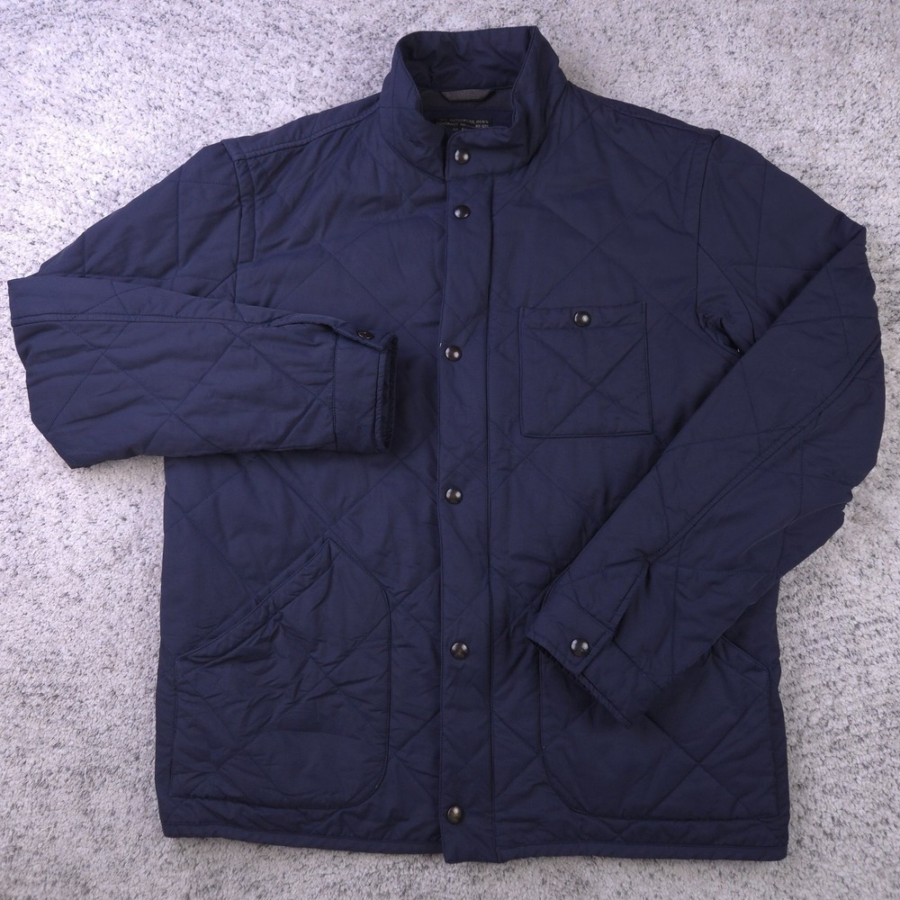 J Crew Jacket Men Large Quilted Military Insulated Workwear Bomber Navy Blue